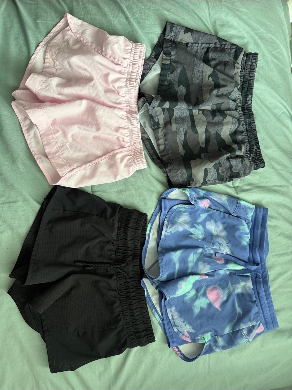 all in motion Girls Shorts Pack - Pink, Black, Gray Camo, Blue Floral